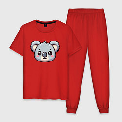 Пижама хлопковая мужская Мордочка коалы, цвет: красный