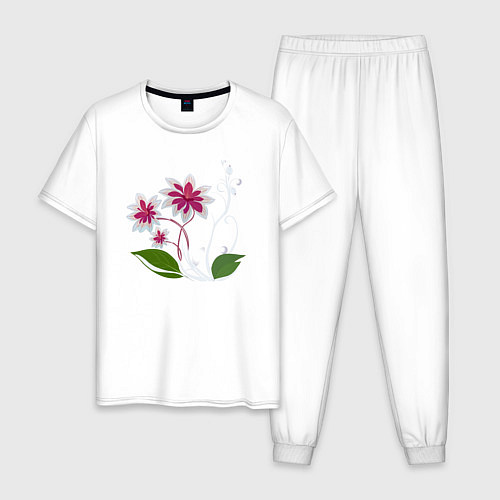 Мужская пижама Яркий цветок с жемчугом / Белый – фото 1