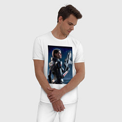 Пижама хлопковая мужская Mass effect - character ai art, цвет: белый — фото 2
