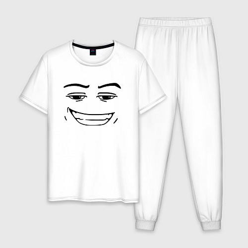 Мужская пижама Роблокс лицо улыбка / Белый – фото 1