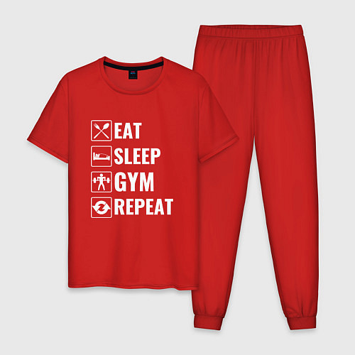 Мужская пижама Eat sleep gym repeat / Красный – фото 1
