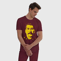Пижама хлопковая мужская Yellow Stalin, цвет: меланж-бордовый — фото 2
