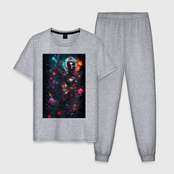 Мужская пижама Череп - цветочная фантазия - нейросеть