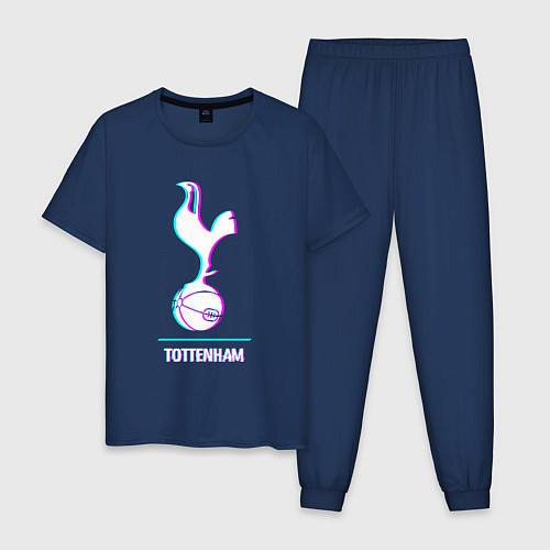 Мужская пижама Tottenham FC в стиле glitch / Тёмно-синий – фото 1