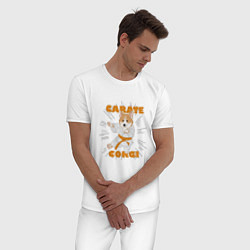 Пижама хлопковая мужская Карате корги, мем, цвет: белый — фото 2
