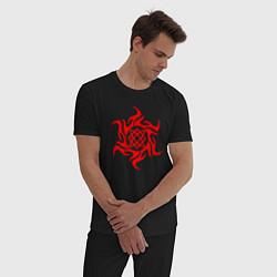 Пижама хлопковая мужская Символ оберег звезда лады, цвет: черный — фото 2