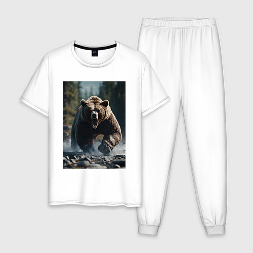 Мужская пижама Разъяренный медведь / Белый – фото 1