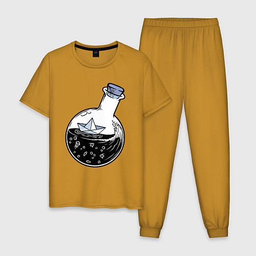 Мужская пижама Кораблик в колбе / Горчичный – фото 1