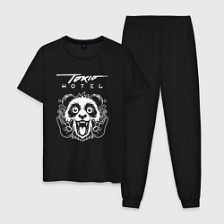 Пижама хлопковая мужская Tokio Hotel rock panda, цвет: черный