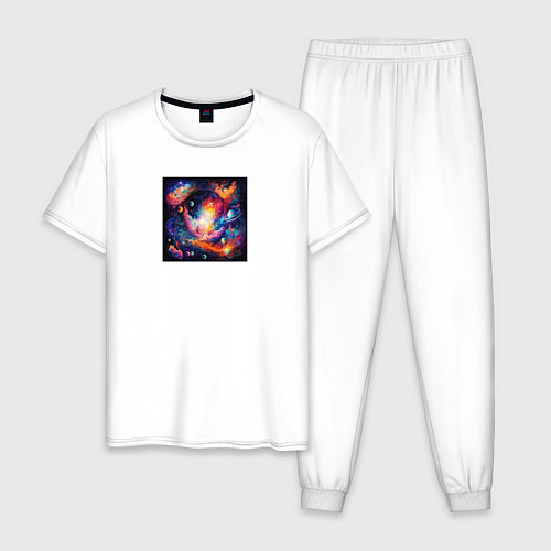 Мужская пижама Абстракция: планеты / Белый – фото 1