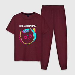 Пижама хлопковая мужская The Offspring rock star cat, цвет: меланж-бордовый