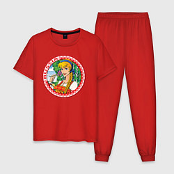Пижама хлопковая мужская Россия - красавица, цвет: красный
