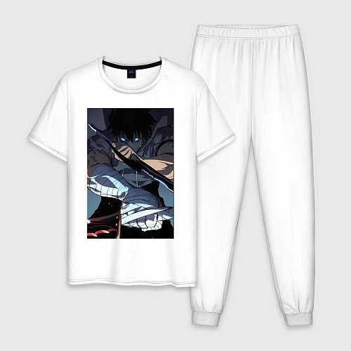 Мужская пижама Поднятие уровня в одиночку Джину Сон / Белый – фото 1