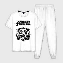 Пижама хлопковая мужская Asking Alexandria - rock panda, цвет: белый