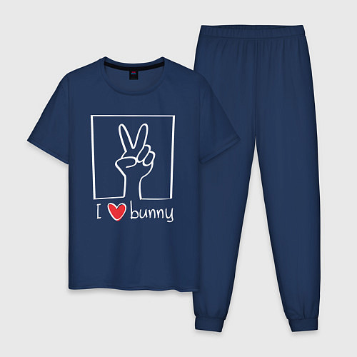 Мужская пижама I love bunny / Тёмно-синий – фото 1