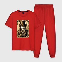 Пижама хлопковая мужская Шляпник сепия, цвет: красный