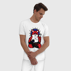 Пижама хлопковая мужская Fox relax, цвет: белый — фото 2