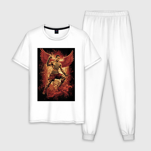 Мужская пижама Муай Тай боец с крыльями / Белый – фото 1