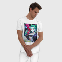 Пижама хлопковая мужская Киберпанк Ребекка, цвет: белый — фото 2