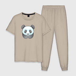 Пижама хлопковая мужская Маленькая забавная панда, цвет: миндальный
