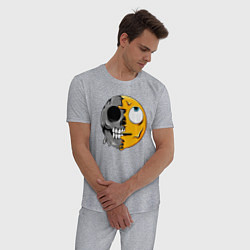 Пижама хлопковая мужская Задумчивый смайлик, цвет: меланж — фото 2