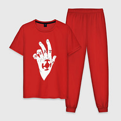 Пижама хлопковая мужская Трафальгар Д Ватер Ло руки, цвет: красный