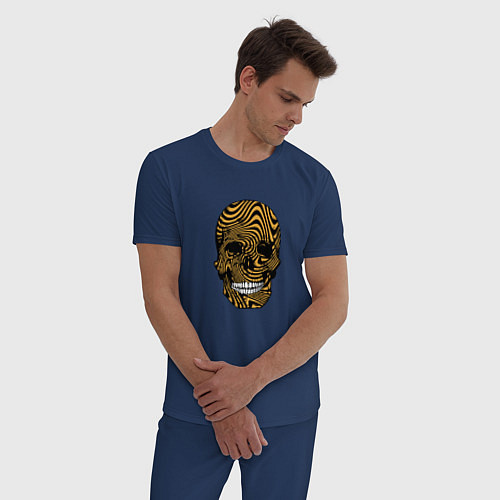 Мужская пижама Психоделический череп оранжевый / Тёмно-синий – фото 3