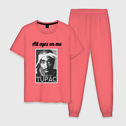 Пижама хлопковая мужская 2pac Art All eayz on me, цвет: коралловый