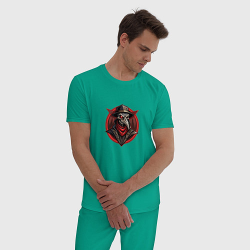 Мужская пижама Чумной доктор в красном платке / Зеленый – фото 3