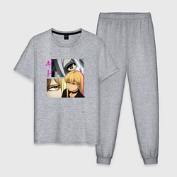 Пижама хлопковая мужская Девушка Гидо - Ведьма и чудовище, цвет: меланж