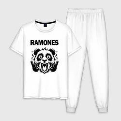 Пижама хлопковая мужская Ramones - rock panda, цвет: белый