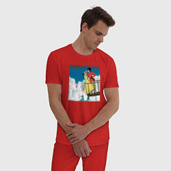 Пижама хлопковая мужская На уровне неба, цвет: красный — фото 2