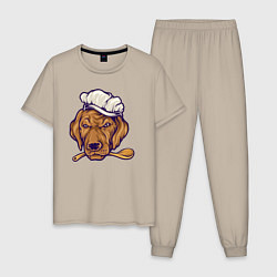 Пижама хлопковая мужская Chef dog, цвет: миндальный
