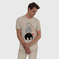 Пижама хлопковая мужская Милые слоники, цвет: миндальный — фото 2