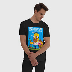 Пижама хлопковая мужская Homer Simpson and Minecraft - collaboration ai art, цвет: черный — фото 2