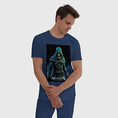 Мужская пижама Assassins creed в капюшоне / Тёмно-синий – фото 3