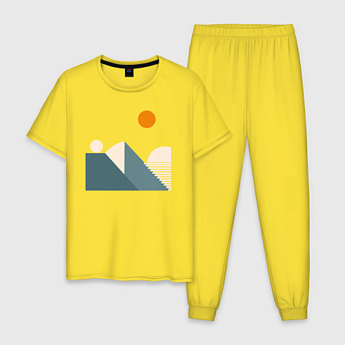Мужская пижама Горы и солнце минимализм абстакция / Желтый – фото 1