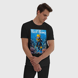 Пижама хлопковая мужская Барт дайвинг - нейросеть, цвет: черный — фото 2