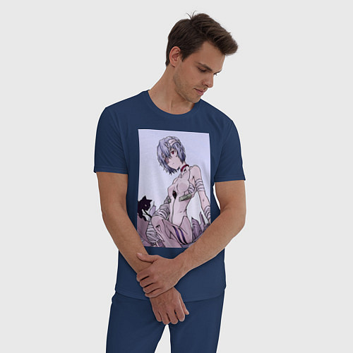 Мужская пижама Евангелион Рей Аянами кот / Тёмно-синий – фото 3