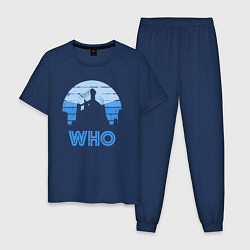 Пижама хлопковая мужская Who, цвет: тёмно-синий