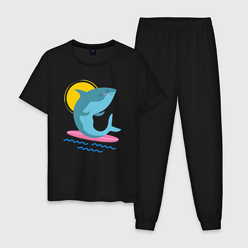 Мужская пижама Акула серфит / Черный – фото 1