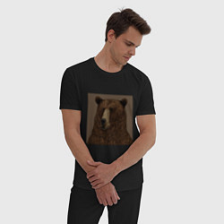 Пижама хлопковая мужская Медведь странный, цвет: черный — фото 2