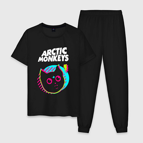 Мужская пижама Arctic Monkeys rock star cat / Черный – фото 1