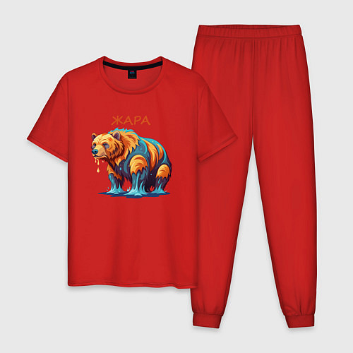 Мужская пижама Летом медведю жарко / Красный – фото 1