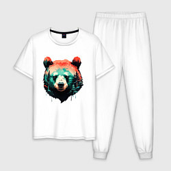 Мужская пижама Голова медведя на фоне леса