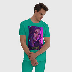 Пижама хлопковая мужская League of Legends Kaisa Kda, цвет: зеленый — фото 2