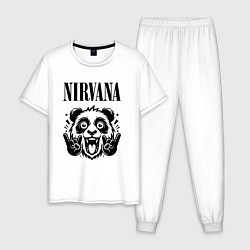 Пижама хлопковая мужская Nirvana - rock panda, цвет: белый