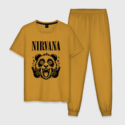 Пижама хлопковая мужская Nirvana - rock panda, цвет: горчичный