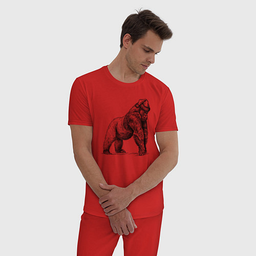Мужская пижама Новогодняя обезьяна горилла / Красный – фото 3