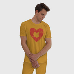 Пижама хлопковая мужская Puzzle heart, цвет: горчичный — фото 2